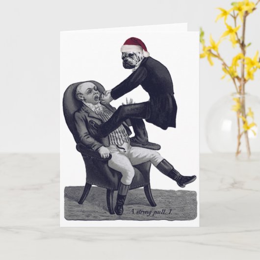 Funny Kerstdentist Kaart (Gele Bloem)