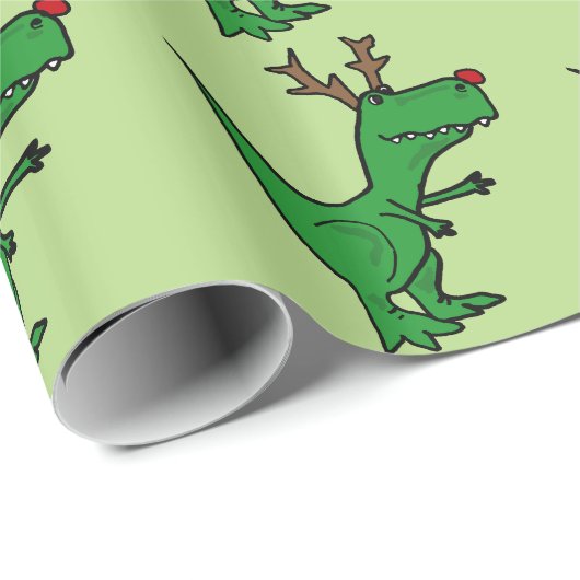 Funny Kerstdinosaur als rendierster Cadeaupapier (Rol Hoek)