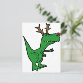 Funny Kerstdinosaur als rendierster Feestdagenkaart (Staand voorkant)
