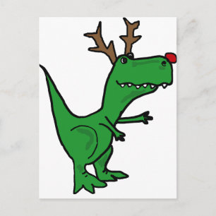 Funny Kerstdinosaur als rendierster Feestdagenkaart