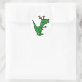 Funny Kerstdinosaur als rendierster Ronde Sticker (Tas)