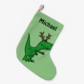 Funny Kerstdinosaur Stocking Kleine Kerstsok (Voorkant (Hangend))