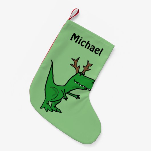 Funny Kerstdinosaur Stocking Kleine Kerstsok (Voorkant (Hangend))