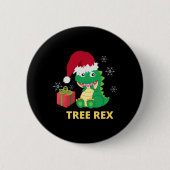 Funny Kerstdinosaur Tree Rex Ronde Button 5,7 Cm (Voorkant)