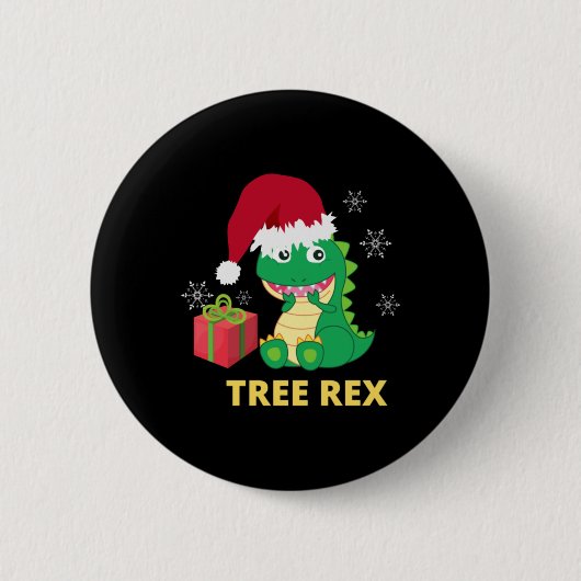 Funny Kerstdinosaur Tree Rex Ronde Button 5,7 Cm (Voorkant)