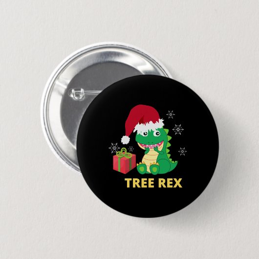 Funny Kerstdinosaur Tree Rex Ronde Button 5,7 Cm (Voorkant /achterkant)
