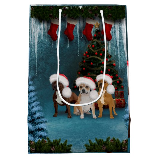 Funny kerstdogs medium cadeauzakje (Achterkant)