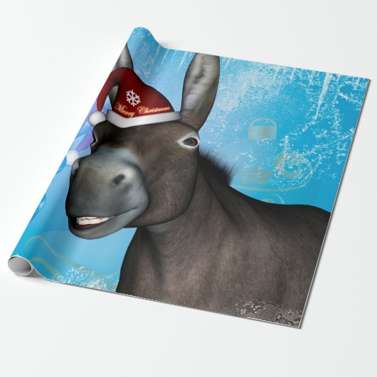 Funny kerstdonkey cadeaupapier (Uitgerold)