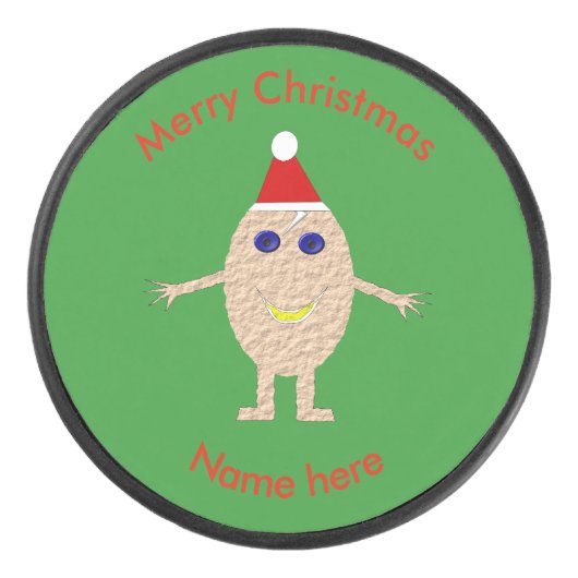 Funny Kerstei Hockey Puck (Voorkant)