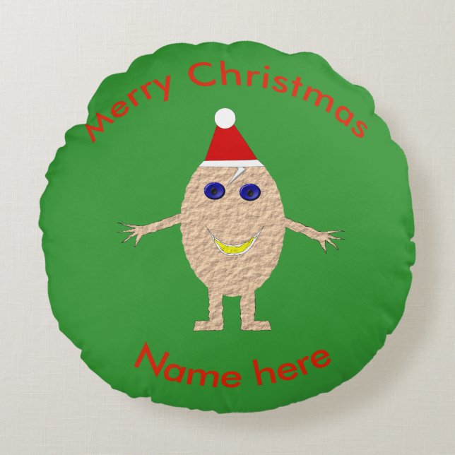 Funny Kerstei Pillow Rond Kussen (Voorkant)