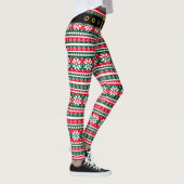 Funny kerstelf poten noordelijk sneeuwvlokpatroon leggings (Rechts)