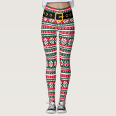 Funny kerstelf poten noordelijk sneeuwvlokpatroon leggings (Voorkant)