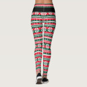 Funny kerstelf poten noordelijk sneeuwvlokpatroon leggings (Achterkant)
