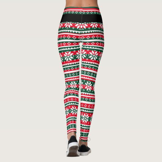 Funny kerstelf poten noordelijk sneeuwvlokpatroon leggings (Achterkant)
