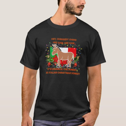 Funny Kerstfeest Italiaans Kerstfeest Donkey Domin T-shirt (Voorkant)