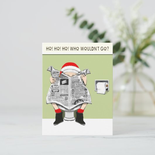 Funny Kerstfeestdag Cartoon Feestdagenkaart (Staand voorkant)
