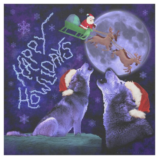 Funny Kerstfeestdagen Wolf Pun Humor Stof (Swatch)