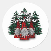 Funny Kerstfeestelijke gnomen Ronde Sticker (Voorkant)