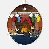Funny KerstFireplace Corgis Ornament (Links)