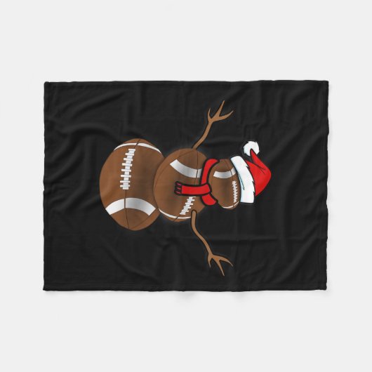 Funny KerstFootball Ball Santa Snowman Fleece Deken (Voorkant (Horizontaal))