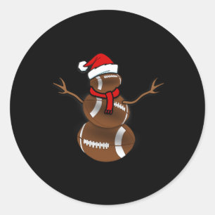 Funny KerstFootball Ball Santa Snowman Ronde Sticker