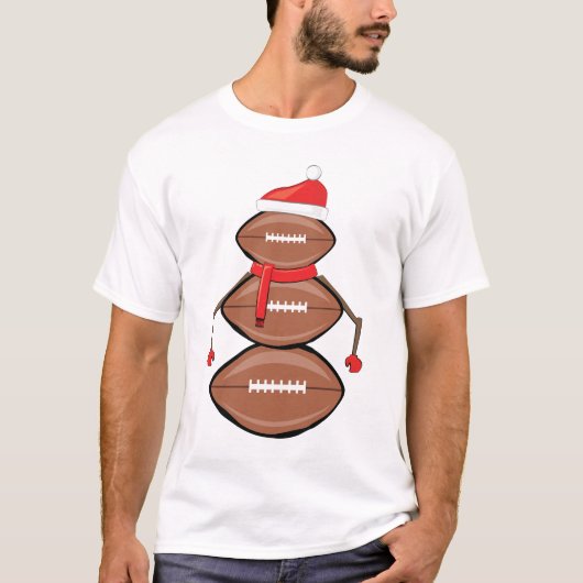 Funny KerstFootball Balls Snowman T-shirt (Voorkant)