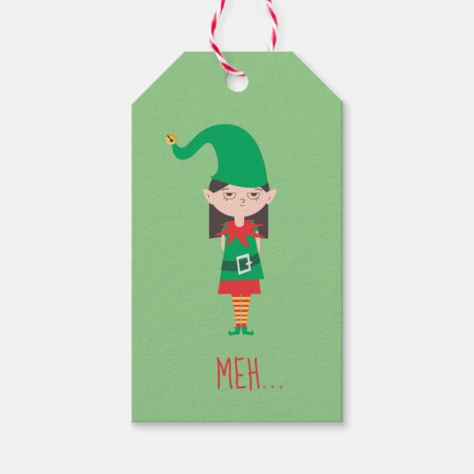 Funny KerstGirl Elf Cadeaulabel (Voorkant)