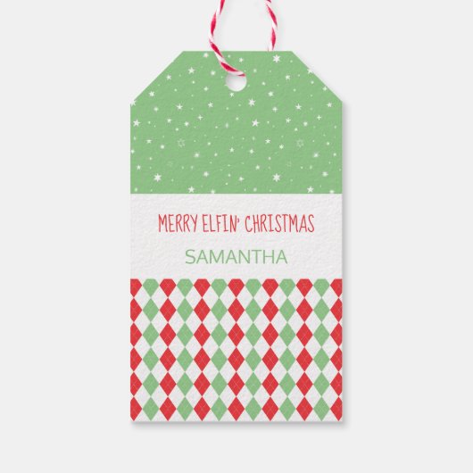 Funny KerstGirl Elf Cadeaulabel (Achterkant)