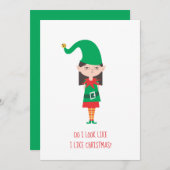 Funny KerstGirl Elf Feestdagenkaart (Voorkant / Achterkant)