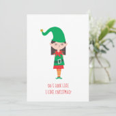 Funny KerstGirl Elf Feestdagenkaart (Staand voorkant)