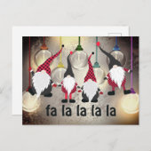 Funny Kerstgnomen en Lights fa la la la la la la l Feestdagenkaart (Voorkant / Achterkant)