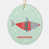 Funny Kersthaai Keramisch Ornament (Links)