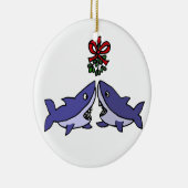 Funny Kersthaai Mistletoe Love Keramisch Ornament (Rechts)