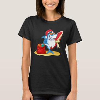 Funny Kersthaai Santa Novelty T-shirt