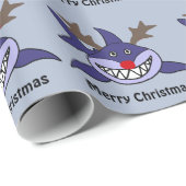 Funny Kersthaaienrendiertje Cadeaupapier (Rol Hoek)