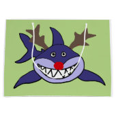 Funny Kersthaaienrendiertje Groot Cadeauzakje (Voorkant)