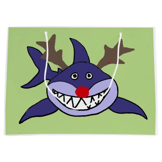 Funny Kersthaaienrendiertje Groot Cadeauzakje (Voorkant)