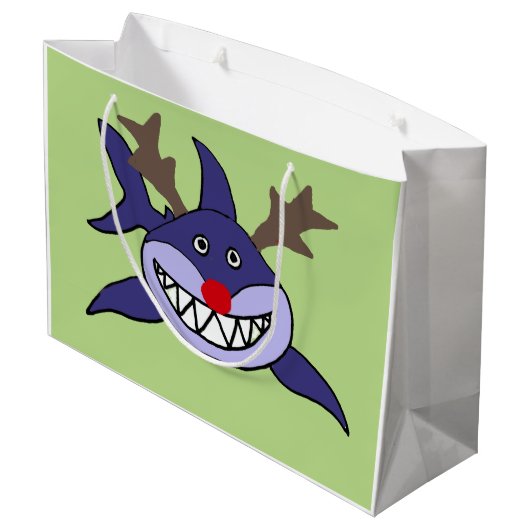 Funny Kersthaaienrendiertje Groot Cadeauzakje (Achterkant Gekanteld)
