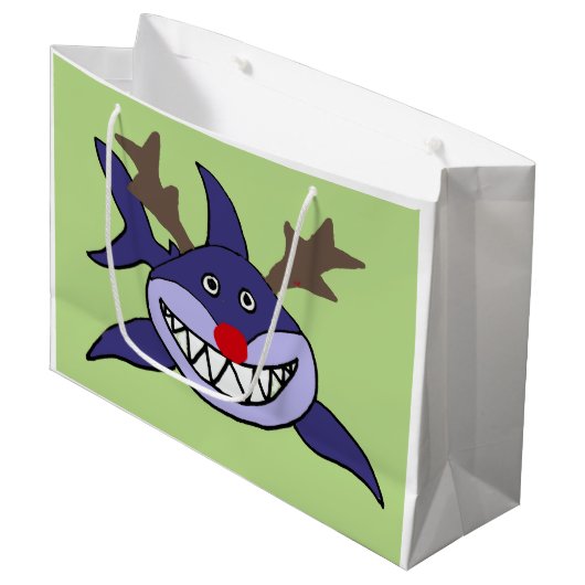 Funny Kersthaaienrendiertje Groot Cadeauzakje (Voorkant Gekanteld)