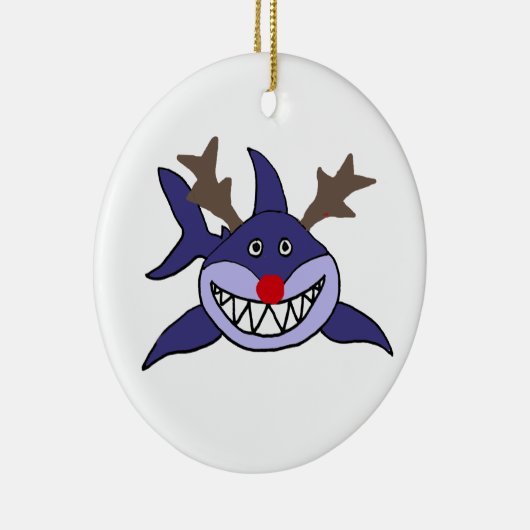 Funny Kersthaaienrendiertje Keramisch Ornament (Rechts)