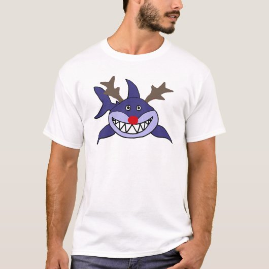 Funny Kersthaaienrendiertje T-shirt (Voorkant)