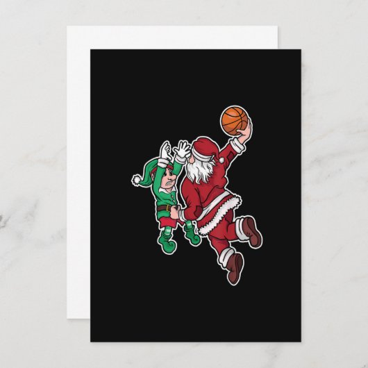Funny Kersthonkbalspeler Santa Claus Dunk Kaart (Voorkant / Achterkant)