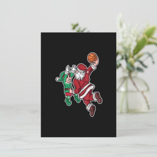 Funny Kersthonkbalspeler Santa Claus Dunk Kaart (Staand voorkant)