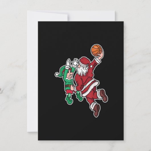 Funny Kersthonkbalspeler Santa Claus Dunk Kaart (Voorkant)