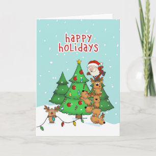 Funny kerstkaart - Santa en zijn helpers Feestdagen Kaart