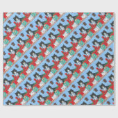 Funny Kerstkat Black Tuxedo Cuckoo Clock Cadeaupapier (Vlak)