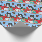 Funny Kerstkat Black Tuxedo Cuckoo Clock Cadeaupapier (Hoek)