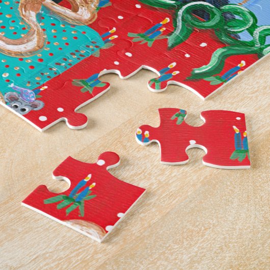 Funny Kerstkat Black Tuxedo Cuckoo Clock Legpuzzel (Zijkant)