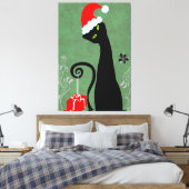 Funny Kerstkat Canvas Afdruk (Insitu (Slaapkamer))