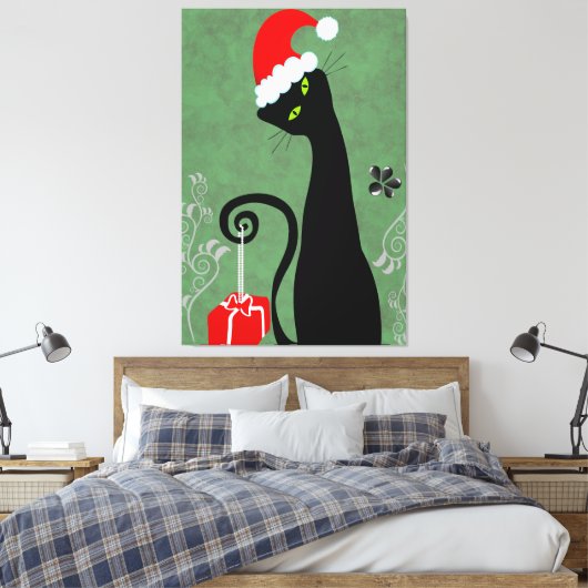 Funny Kerstkat Canvas Afdruk (Insitu (Slaapkamer))